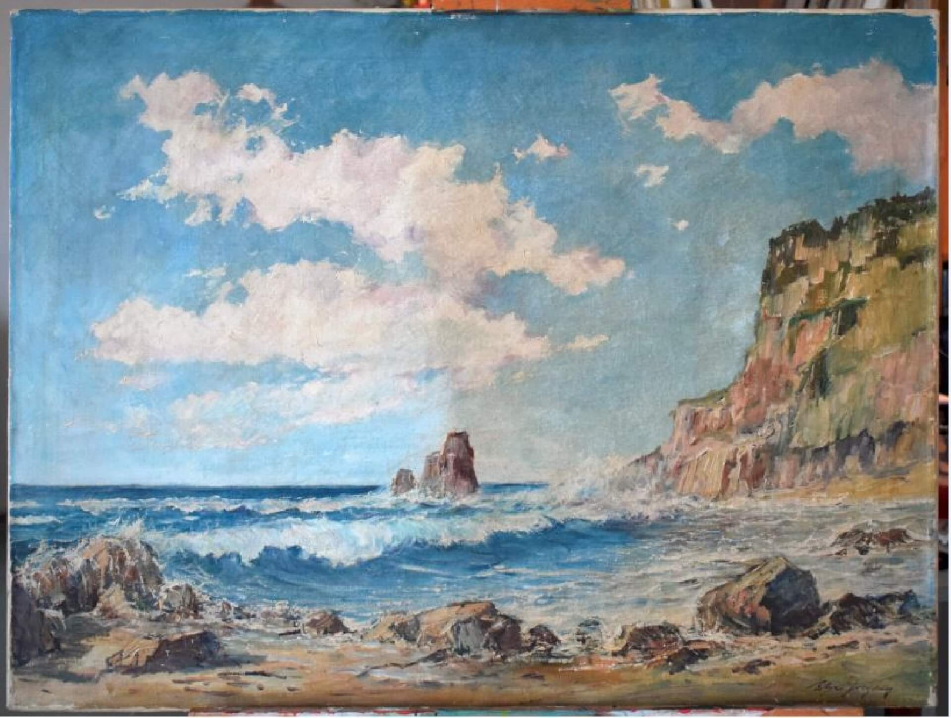 Gemälde während der Reinigung