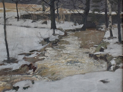 Gemälde Winterwald und Bach